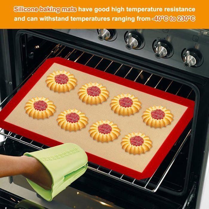 Tapis Cuisson Silicone pour Four - 2 Pièces 30x40 cm Antiadhésif Sans BPA - Pour Pain, Anti‑allergique et anti‑moustiques