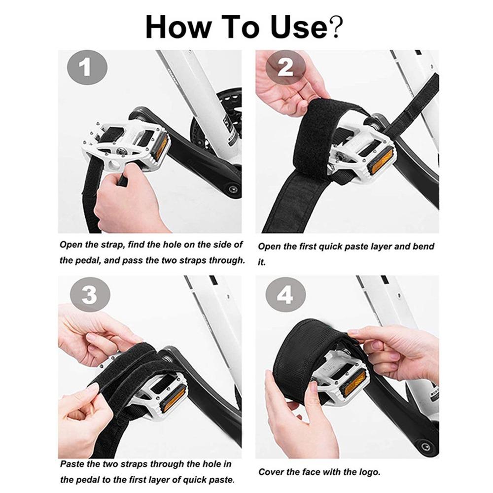 2Pairs Anti-Slip Bike Pedal Clip Tape Adjustable Bike Feet Straps Biking Accessory