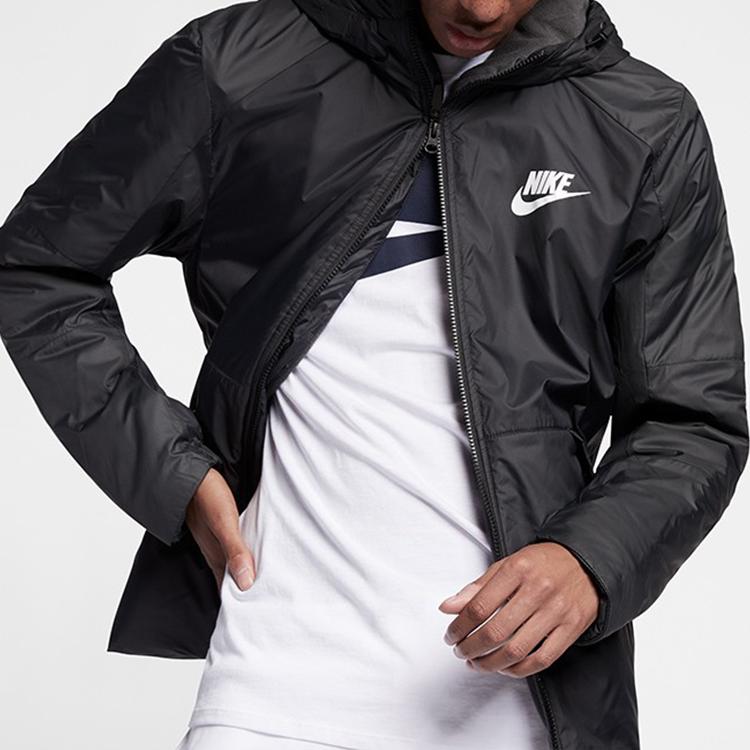 Nike Casual Sport Warm Hooded Cotton Jacket Men Outerwear Black AJ7957-010
