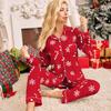 European & American Style Women's Holiday Pajama Set: Lapel Cardigan with Long Sleeve and Long Pants