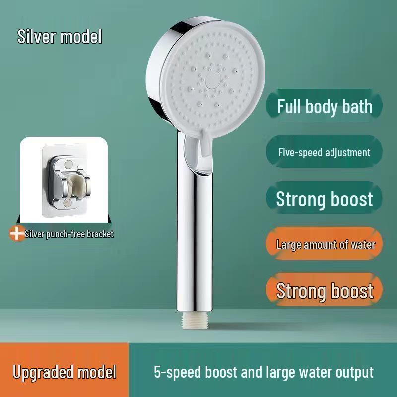 Black Warrior Handheld Shower Set: Five-Speed Booster Shower Head for Bathroom