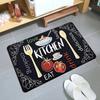 Kitchen Cutlery Print Doormat Modern Illustration Style Soft Non-Slip Entryway Rug Tomato Coffee Design Vintage American Carpet