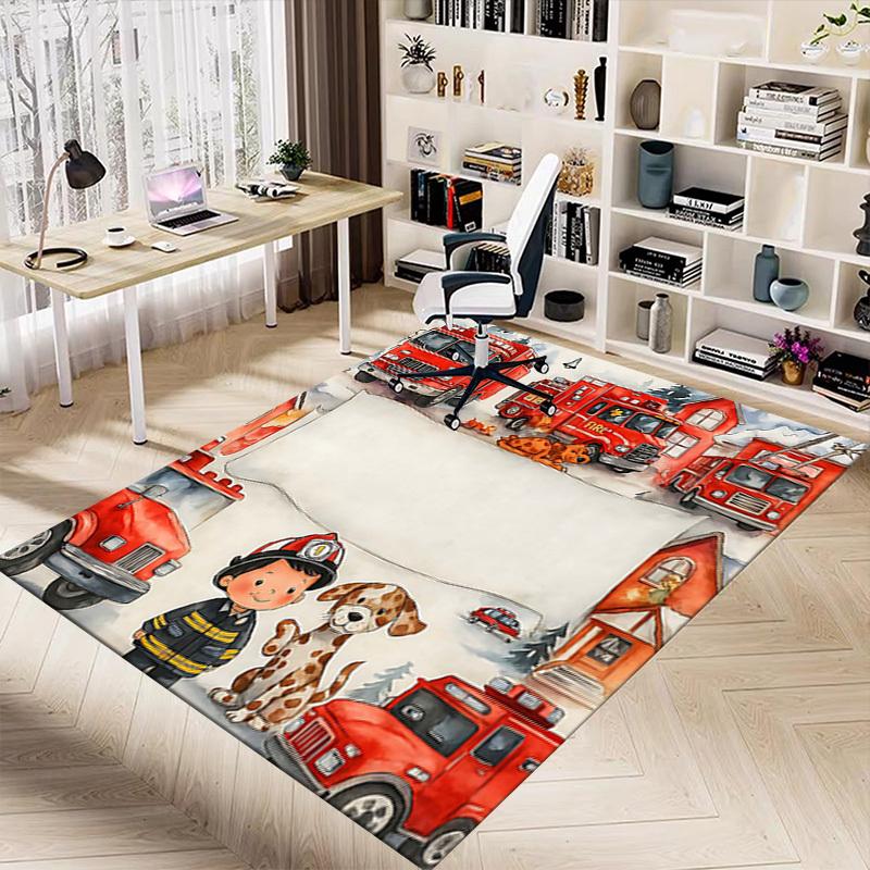1PC Firefighter Dog Non-Slip Floor Carpet Compatible for Office&Living Room&Bedroom&Dining Room -  Soft & Pattern, Vibrant Colors-H0373