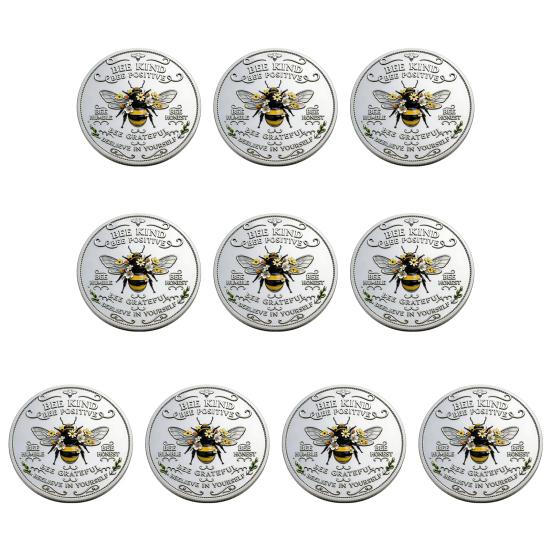 Bee Kind Positivity Commemorative Coin Motivational Bee Challenge Coin Double-Sided Inspirational Collectible Token Gift for Friends Family