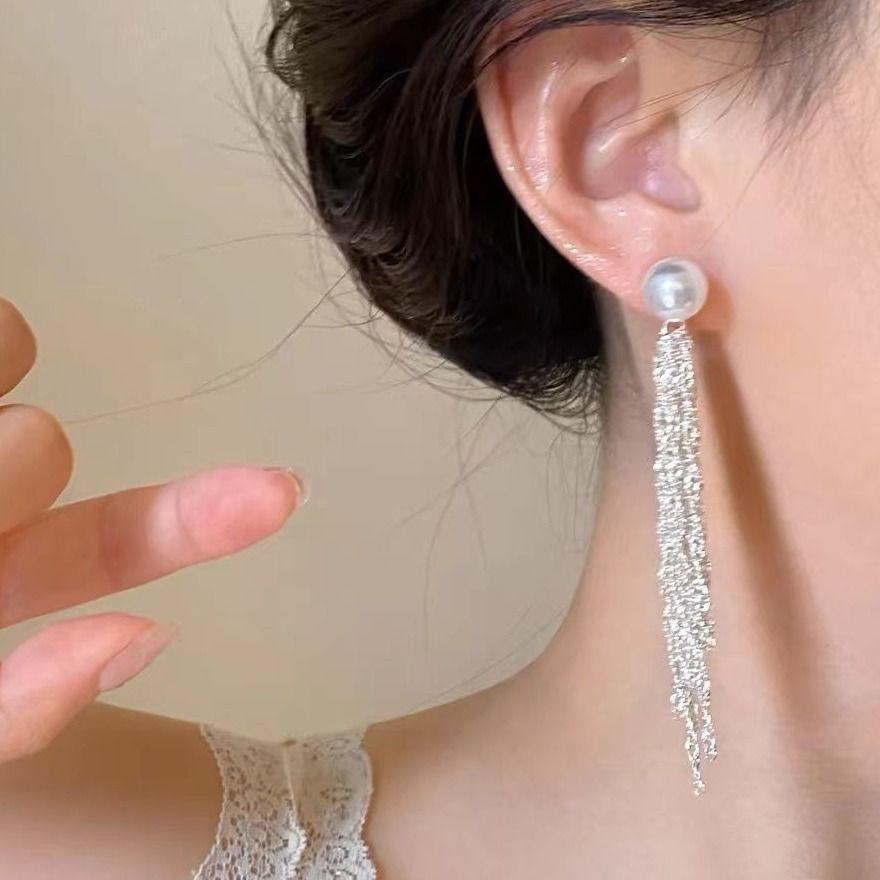 Artificial Tassel Pearl Earrings Geometric Shapes For Womens Collection Trendy