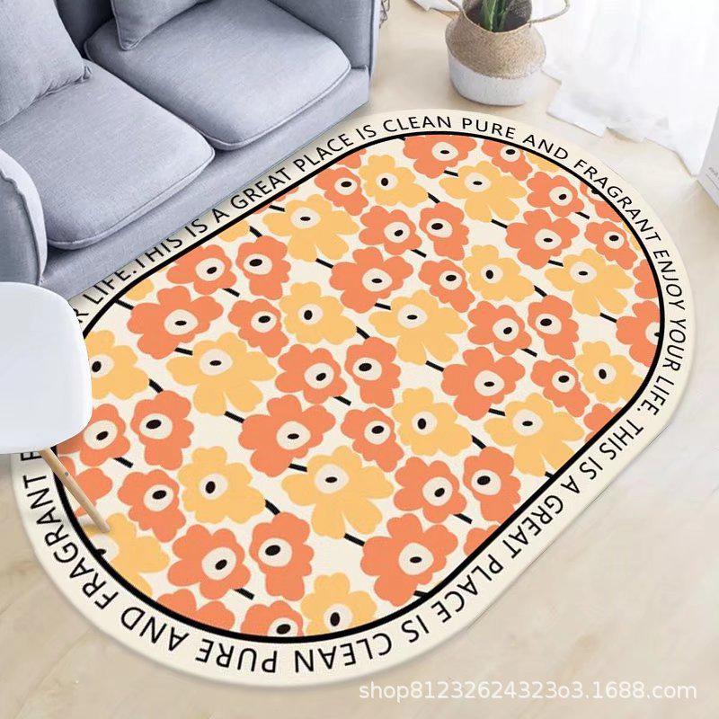 Oval Crystal Velvet Carpet for Living Room, Bedroom, and Coffee Table