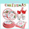 Merrychristmas Santa Claus Christmas Party Supplies Paper Plate Cup Set