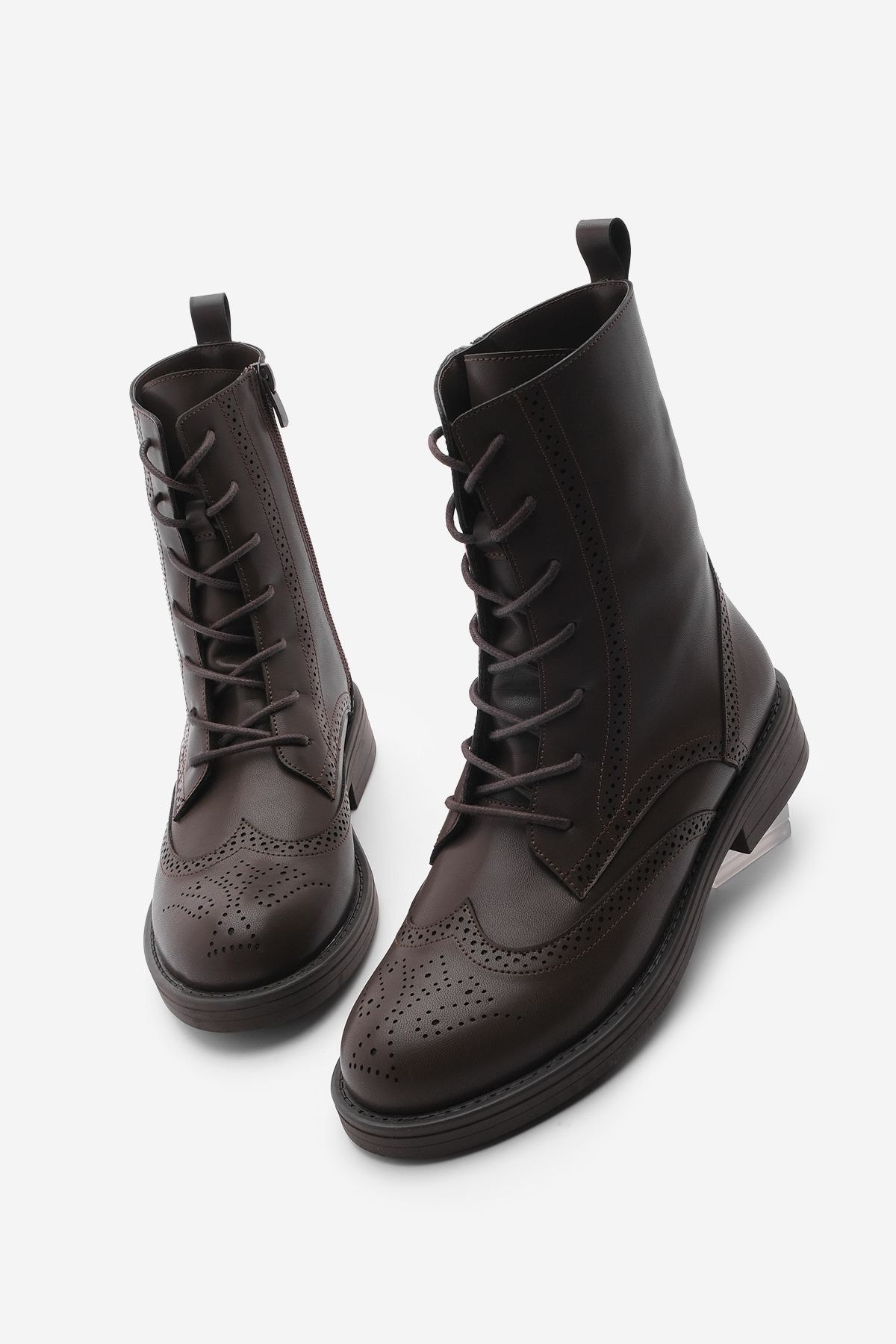 

Women Modern Stylish Fashion Women Lace Up And Zipper Double Face Casual Combat Boots Lidan Brown 39