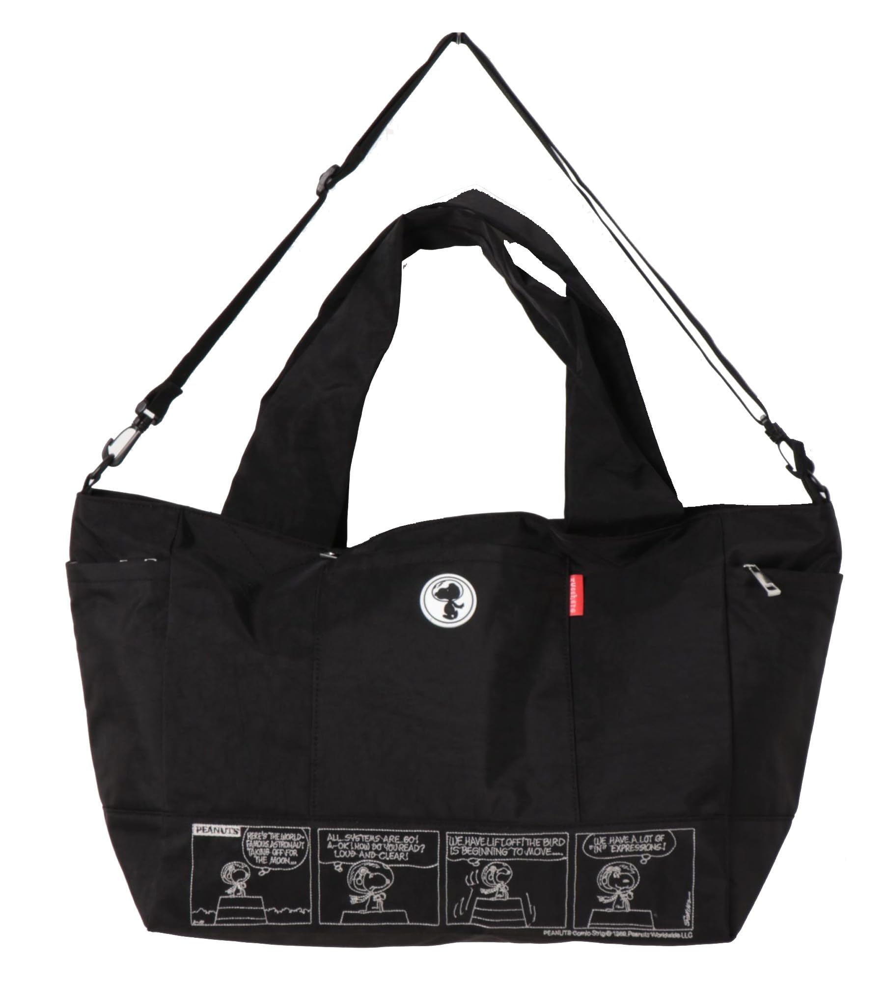 

ZUCCHERO Women s Large Capacity Lightweight Crossbody 2-Way Snoopy Nylon Tote Bag 62082 Black