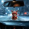 Christmas Car Rearview Mirror Accessories Santa Cat Ornament, Acrylic Hanging Decor with Kitten Pendants Reindeer Antlers, 2D Cute Bag Charm