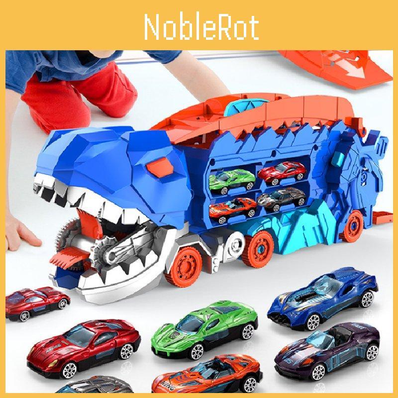 Car Truck Dinosaur Transport Carrier With12 Pull Back Dino Car Toy For Gift Kids