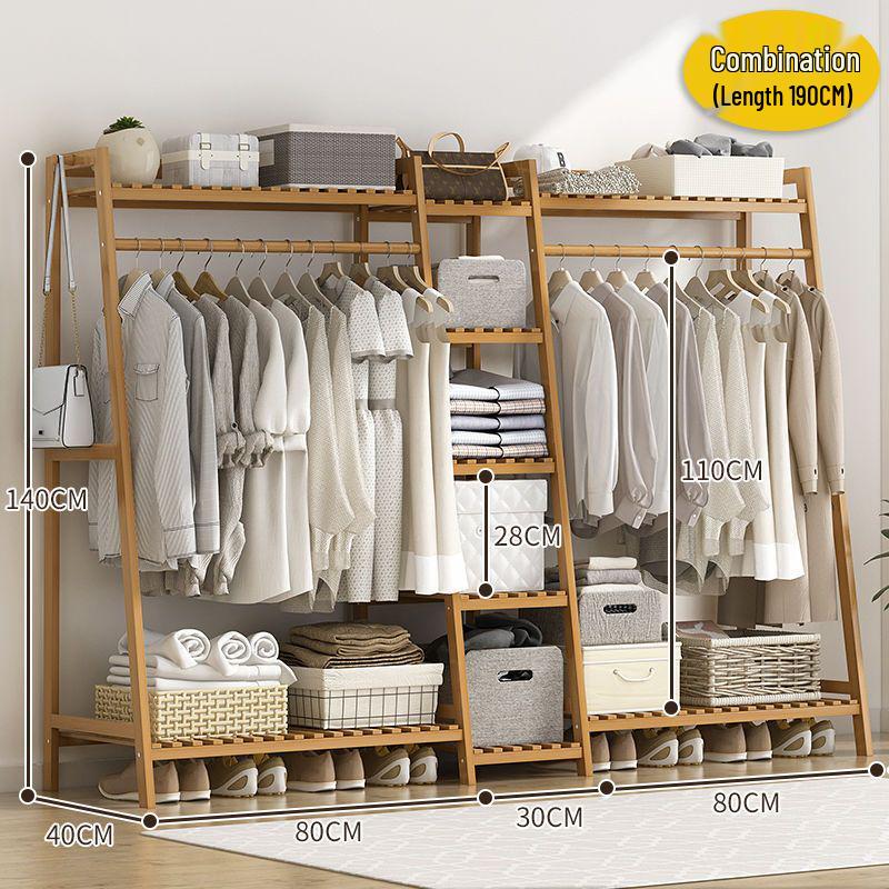 Bamboo Floor-Standing Clothes Rack & Wardrobe Organizer