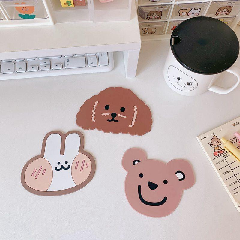 Cartoon Animal Bear Silicone Coaster Non-slip Insulation Cup Mat