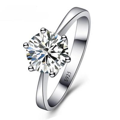 925 Sterling Silver Woman CZ Crystal Wedding Engagement Finger Rings Super Shinning Cubic Zirconia Fine Jewelry, Ring