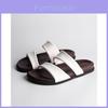 Leather Flat Sandals For Women With Thick Bottom And Non Slip Rubber Sole For Daily Wear
