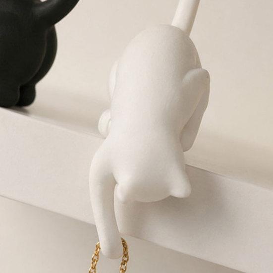 Yousheng 2Pcs 3D Printed Cat Shaped Hook, Black And White Cute Cat Key Hanger, Decorative Ornaments for Cat Lovers, Creative Home Decor Wall Shelf