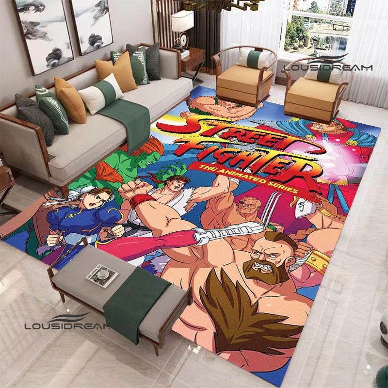 Klassisches Spiel Street Fighter Bedruckter Teppich Wohnzimmer Schlafzimmer Teppich Rutschfeste Fußmatte Foto-Requisiten Geburtstagsgeschenk