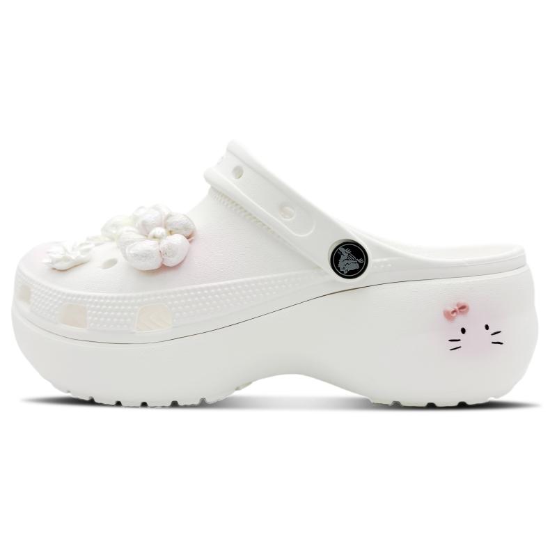 Crocs Classic Platform Clog Sweet Rose Cat Pink Gradient EVA Sweet Girl Hole Shoes Unisex White