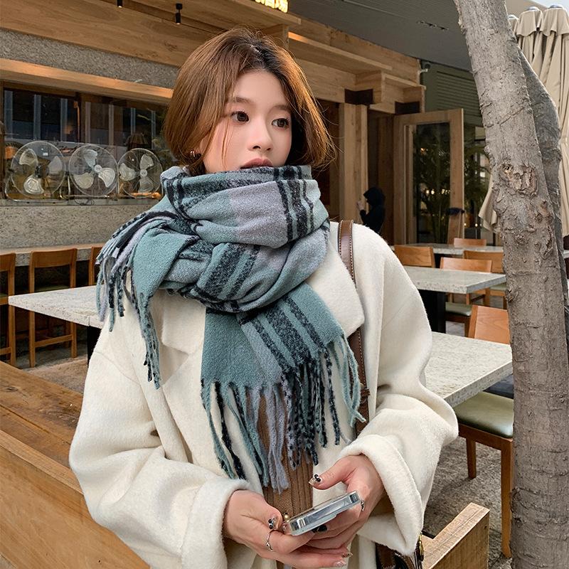 Fleece-Like Cashmere Scarf High-End Women's Autumn Winter Thickened Versatile Shawl Neck Warmer