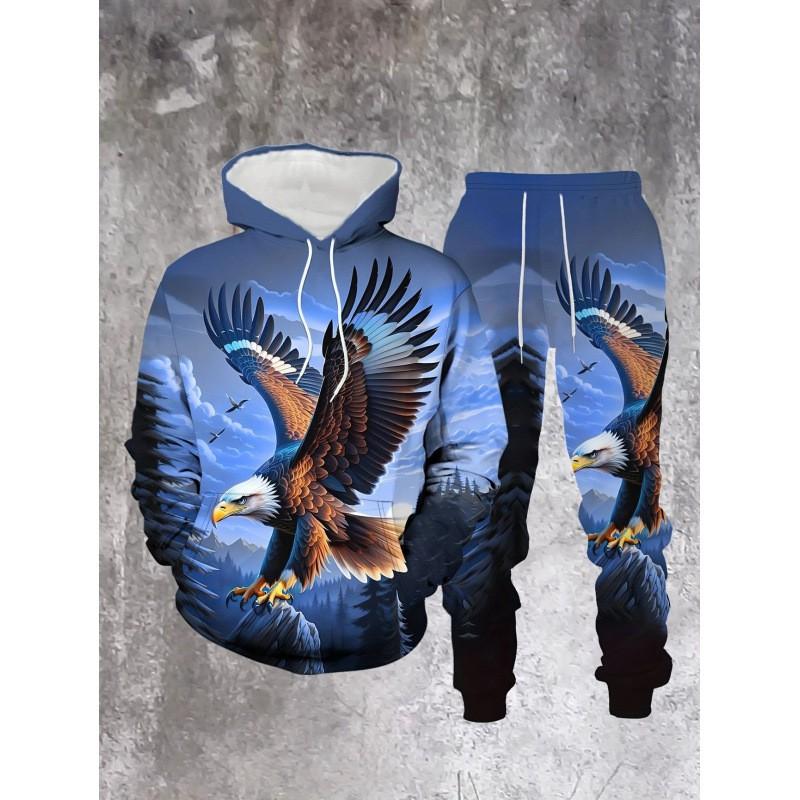 Fashion Skull 3D Print Hoodie Sweatpants Set Men