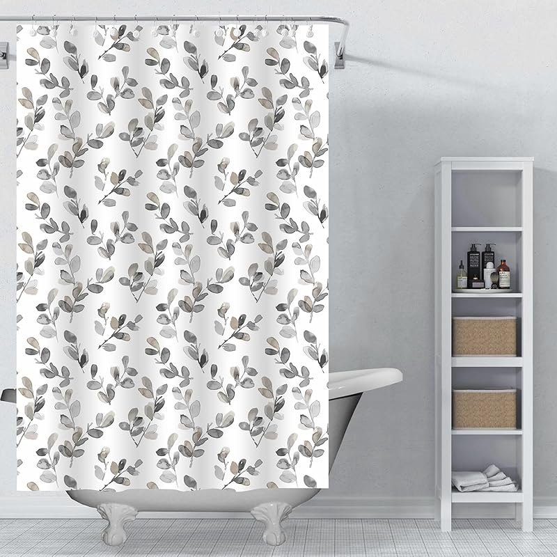 Shower Curtain Liner, 4G PEVA Green Leaf Shower Liner, Plastic Waterproof Shower Curta, 72x72 inch with Grommet Holes 3 Magnetic Weights