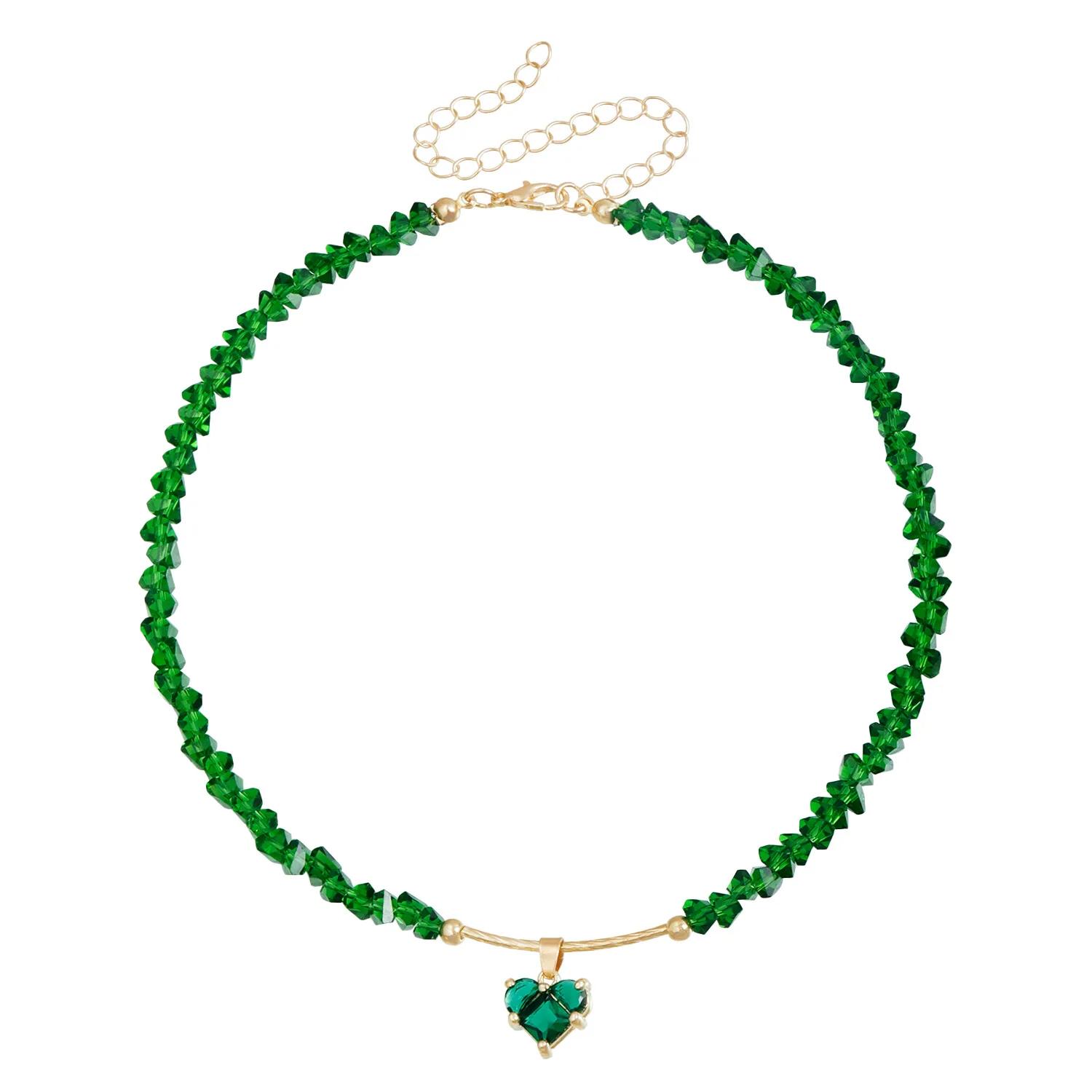 

Fashion Vintage Sexy Zircon Heart Pendant Necklace for Women Female Boho Geometric Baroque Transparent Crystal Choker Jewelry