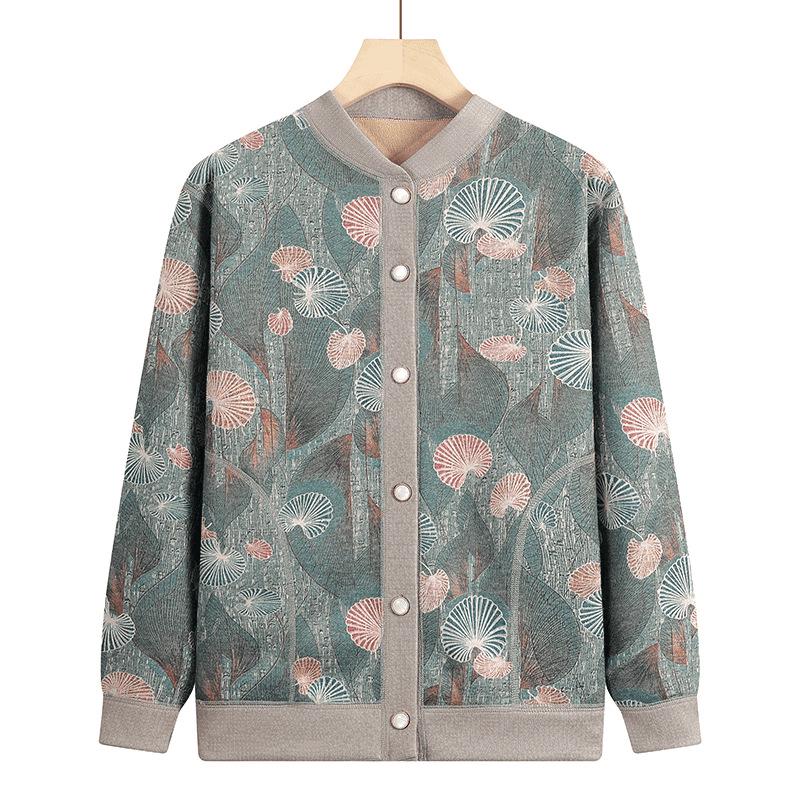 Knitted Sweater Coat for Middle-Aged & Elderly Women - Plush Velvet, Thick Winter Warmth for Grandma & Mom