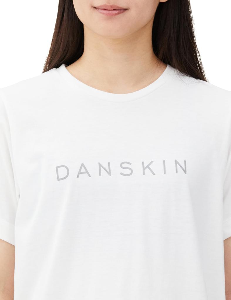 Danskin Short Sleeve UV Jasmine Size DC724107 Women's T-Shirt, Protection, Printed, White, L,