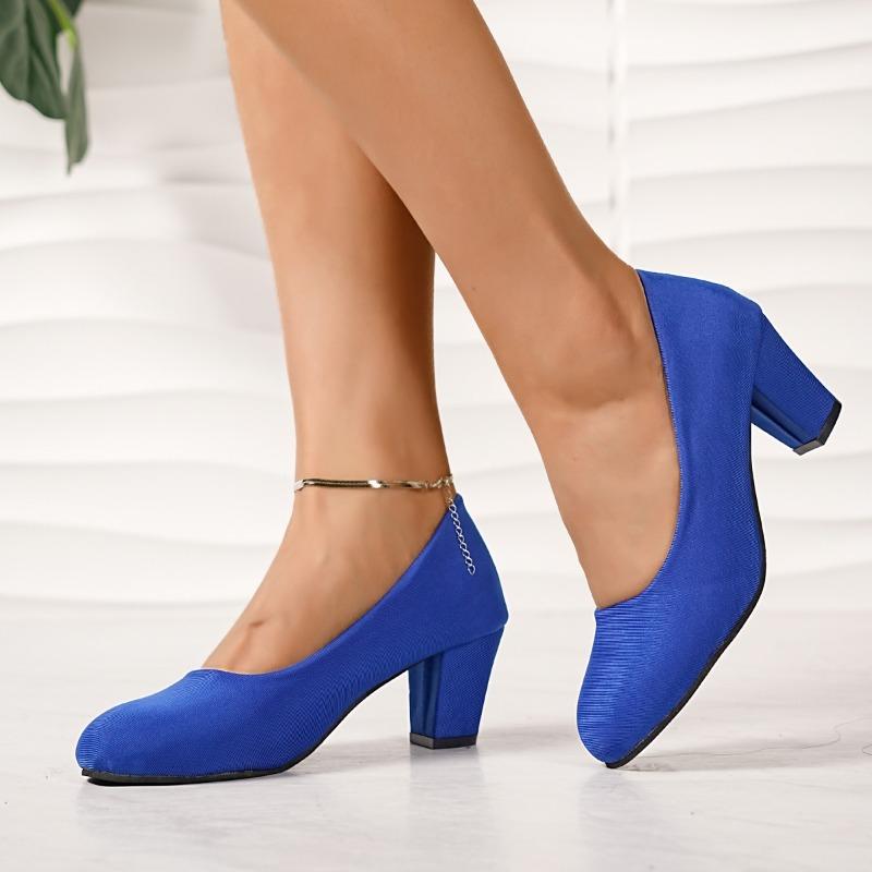 Fashion Spring and Autumn 2025 Plus Size High Heels Round Toe Low Heel Single Shoes Block Heel Women's Shoes