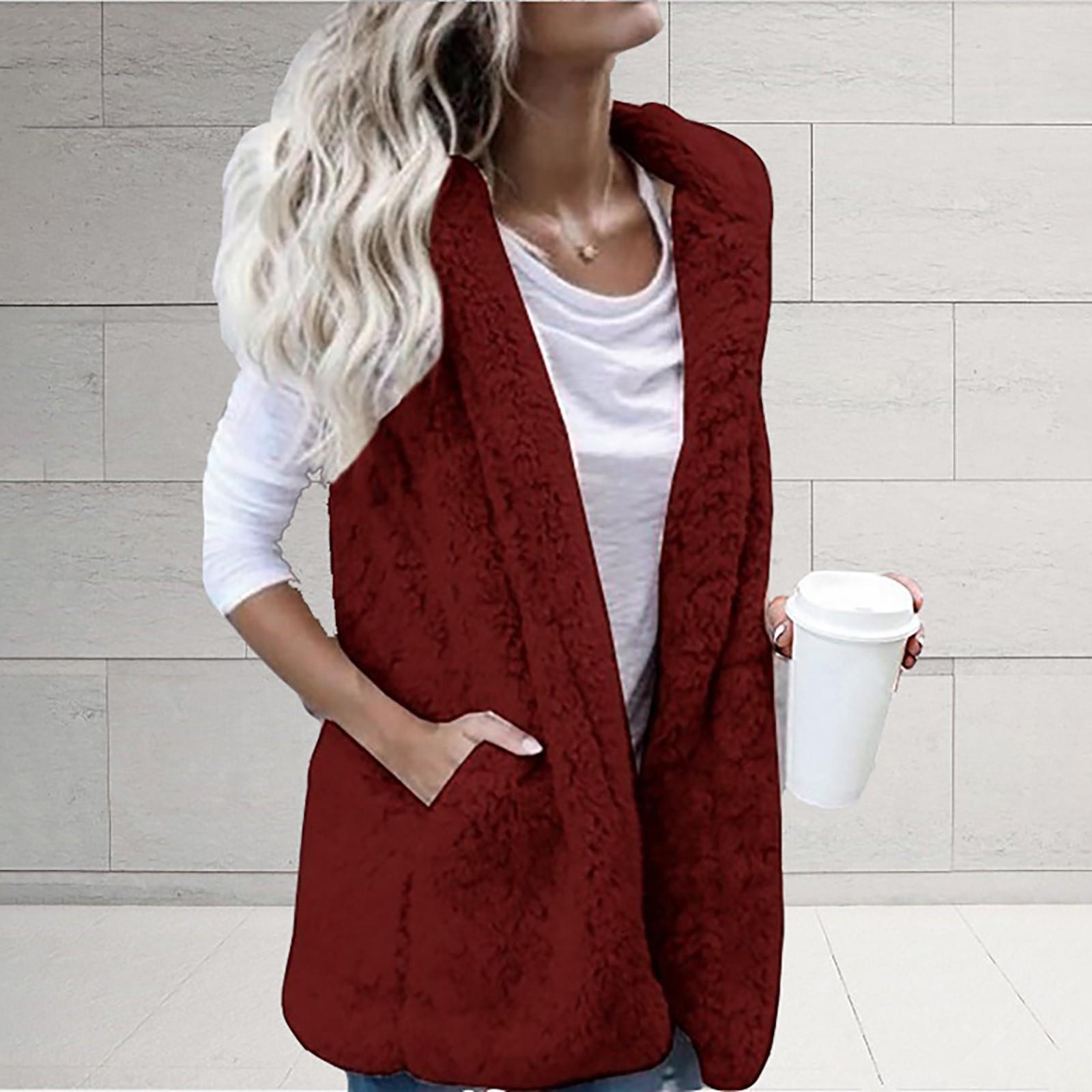 

Женский жилет, зимняя теплая верхняя одежда с капюшоном, повседневное пальто, куртка на молнии из искусственной кожи XXXL