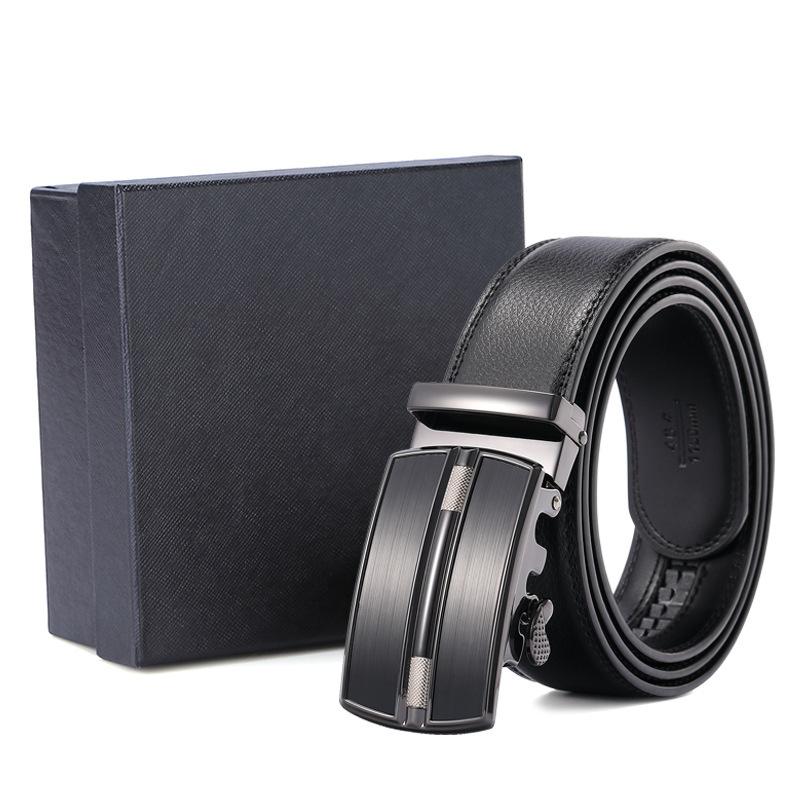Leather Belt Men's First Cowhide Business Gift Belt Men's Belt Automatic Buckle