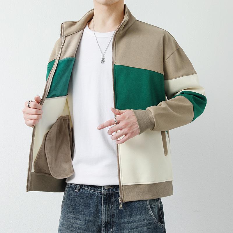 Autumn Sweater Men's Cardigan Sports and Leisure Trend Japanese Stand-up Collar Fleece Jacket Men's Jacket