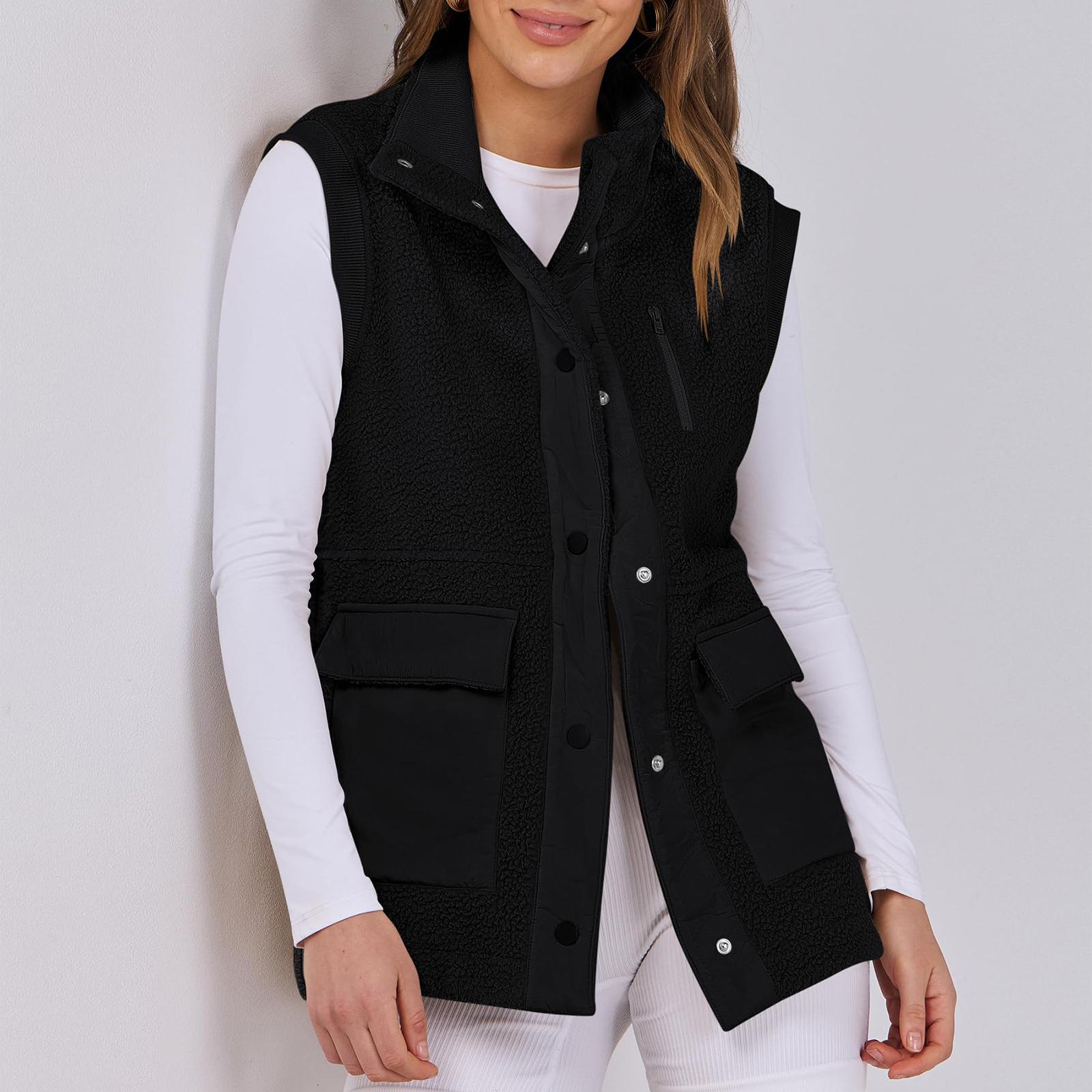 

Women s Patchwork Sleeveless Lambswool Casual Versatile Warm Vest Jacket L