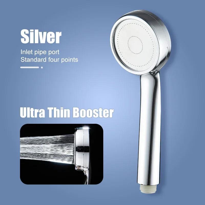 High Pressure Water Saving Rainfall Shower Head Bathroom Accessories ABS Chrome Holder Showerhead Bathroom Accessories A-silver