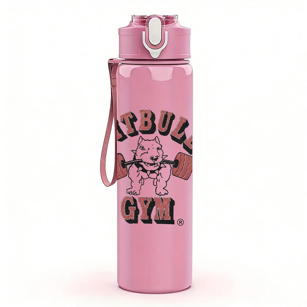 1PC Pitbull Dog Retro Text Graphic Print 750ml Portable Sports Water Bottle Leakproof Gym Outdoor Travel Drink Cup