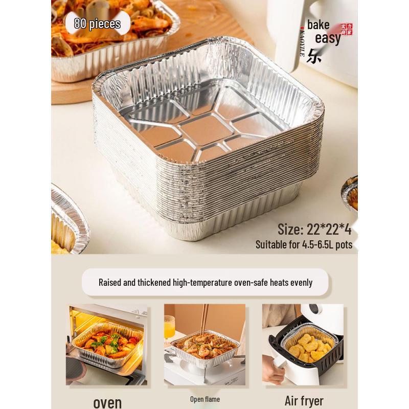 Food Grade Square Tin Foil Bowls for Air Fryer and Oven Baking
