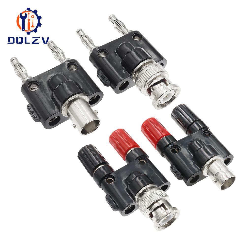 1PCS BNC to Two Dual 4mm Banana Male Female Jack Coaxial connector RF Adapter