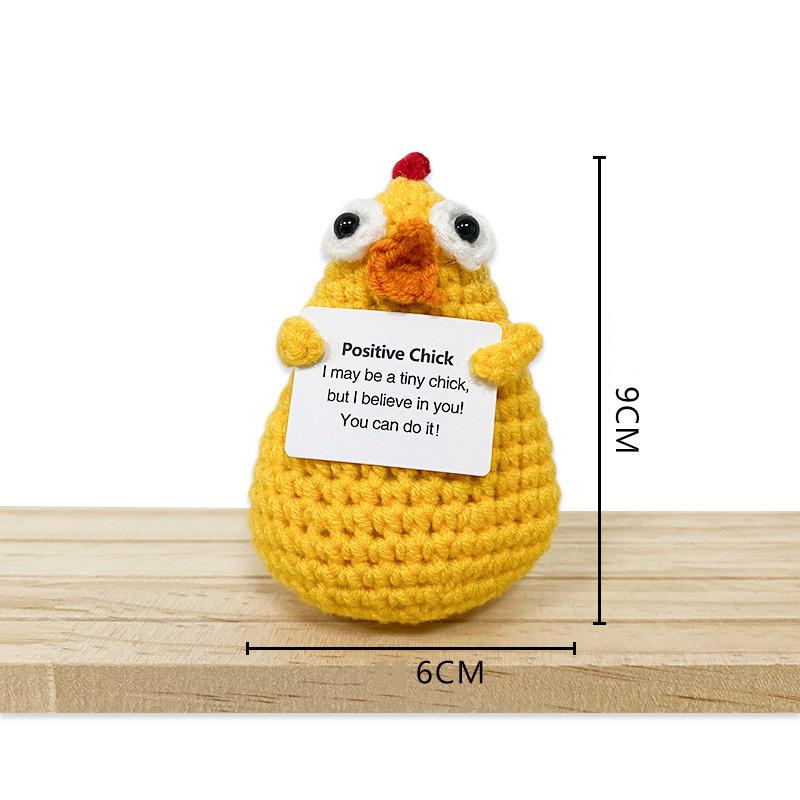 Cute Handwoven Positive Energy Duck Ornaments Handmade Crochet Plush WoolChick Duck Dolls Home Room Decor Christmas Party Gift