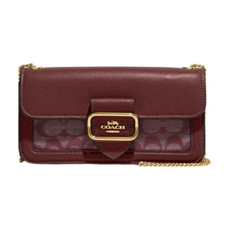 COACH Morgan Fabric With Cow Leather Shoulder Bag, Crossbody Bag Small Women's Burgundy CH150-IMMZI