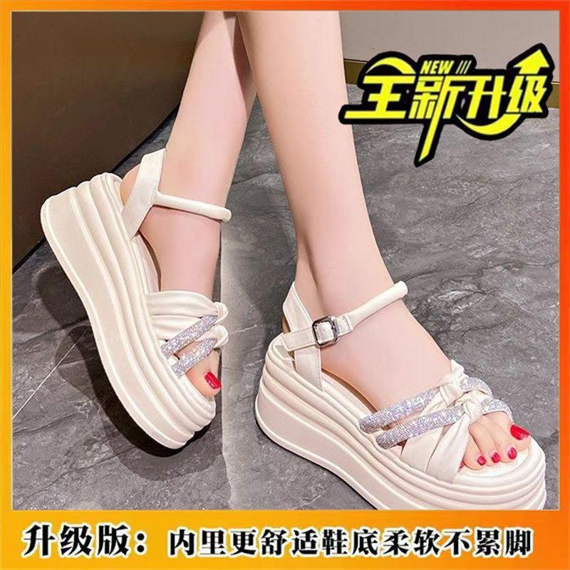 Temperament lady soft sole not tired feet sandals Internet celebrity elegant with skirt fresh and elegant single shoes