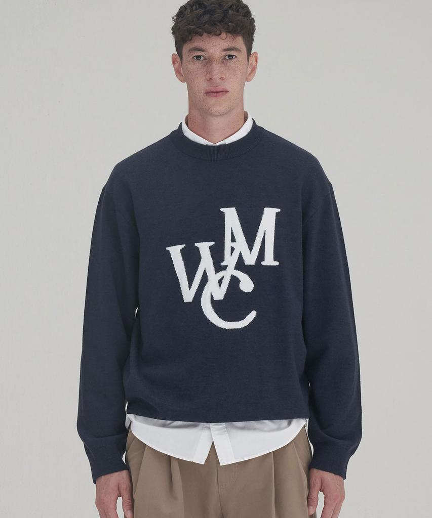 WMC Jacquard Logo Wool Knit_Navy