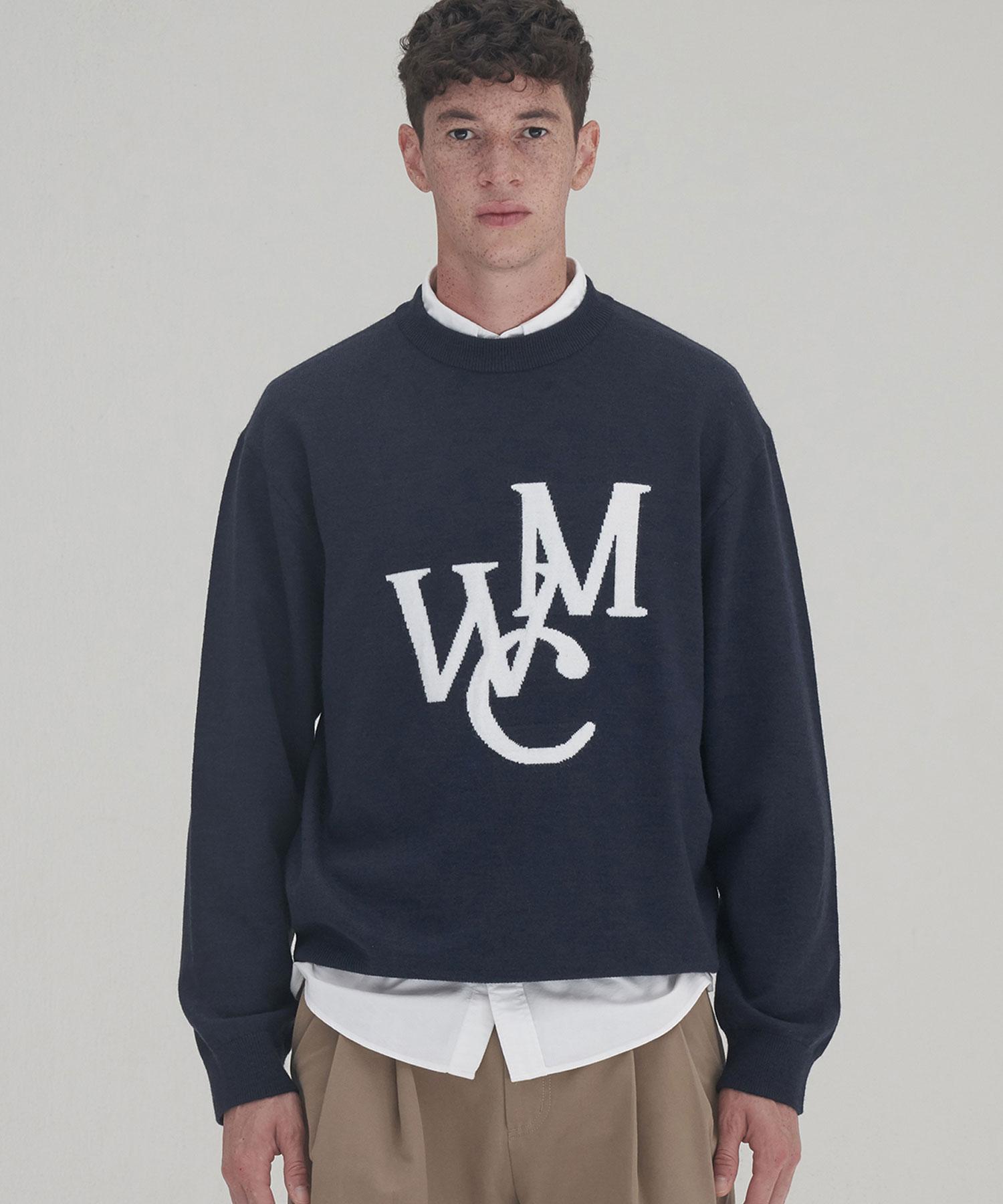 Wmc Jacquard Logo Wool Knit_Navy Navy(56)/100(L)