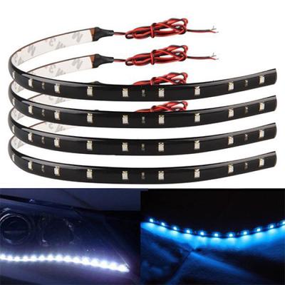 4Pcs 30cm 3528 SMD 15 LED Car Trucks Motor Grill Flexible Waterproof Light Strips CLE