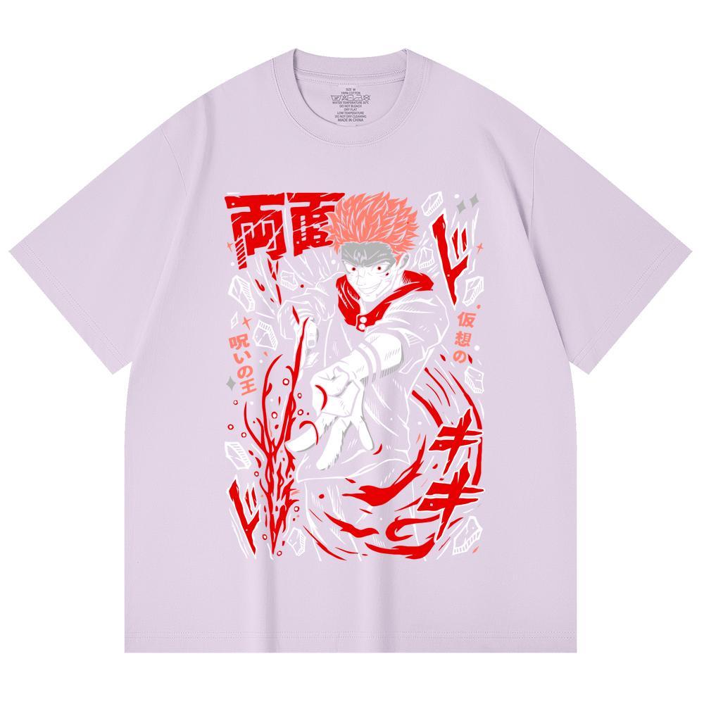 230 Gsm 100% Cotton Jujutsu Kaisen V31 Sukuna Print Unisex Heavy Cotton T Shirt