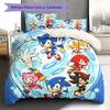 Hedgehog Sonic Pattern Bedding Quilt Set Quilt Cover Pillowcase Home Decoration Birthday Gift (1 * duvet cover + 2 * pillowcase, without core)