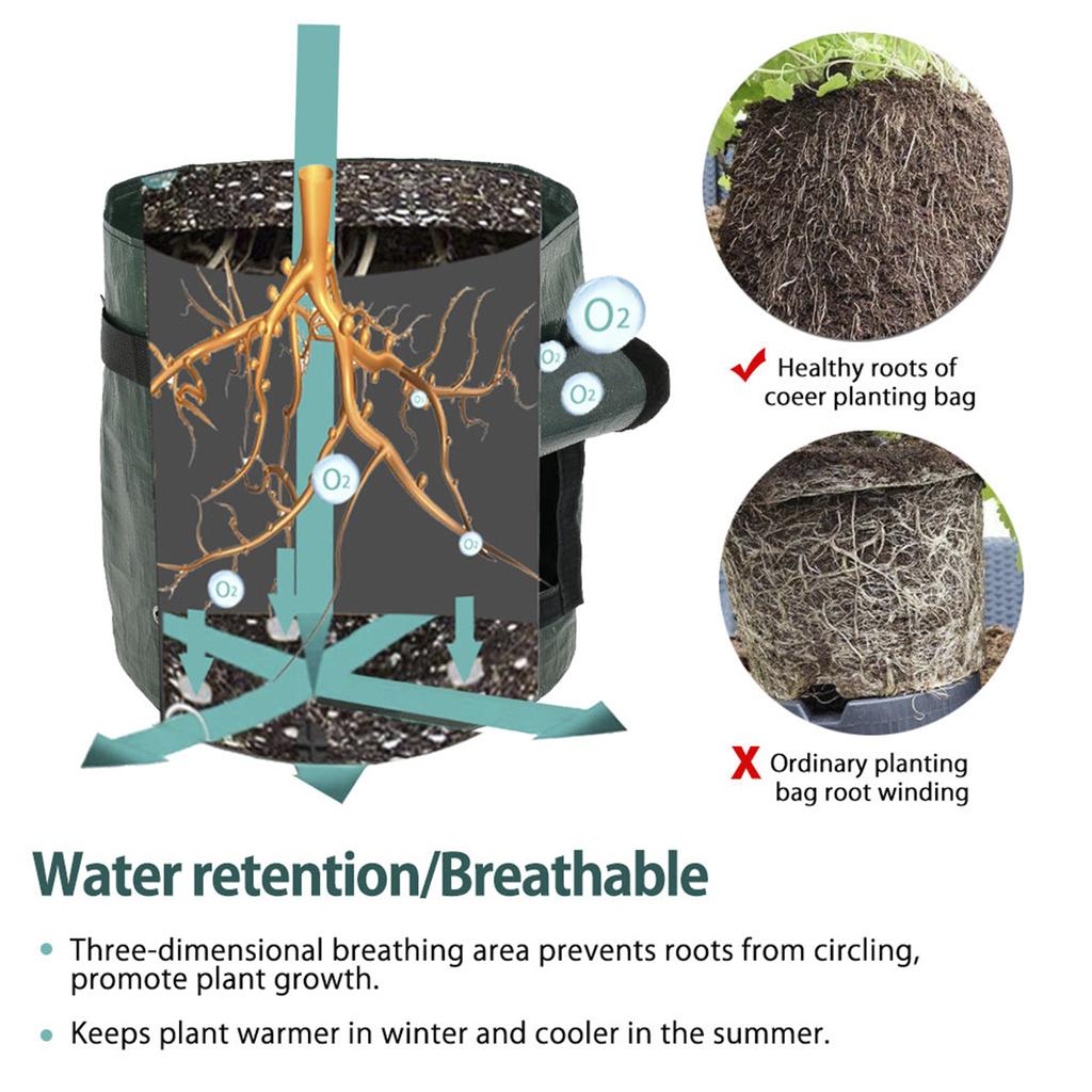 4/2PCS Potato Grow Bag Reusable Gardening Plant Vegetables Growing Bags Planter Container 10 Gallon Pe Fabrics 19.7×13.8 In