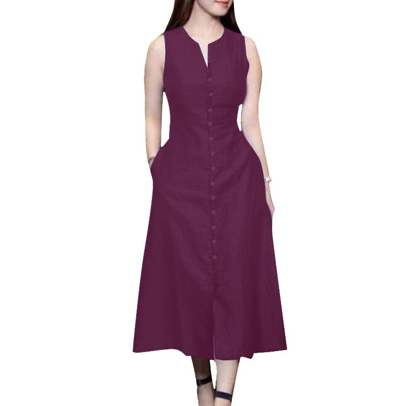 

Женское повседневное летнее платье без рукавов с открытыми плечами ZANZEA 3XL фиолетовый