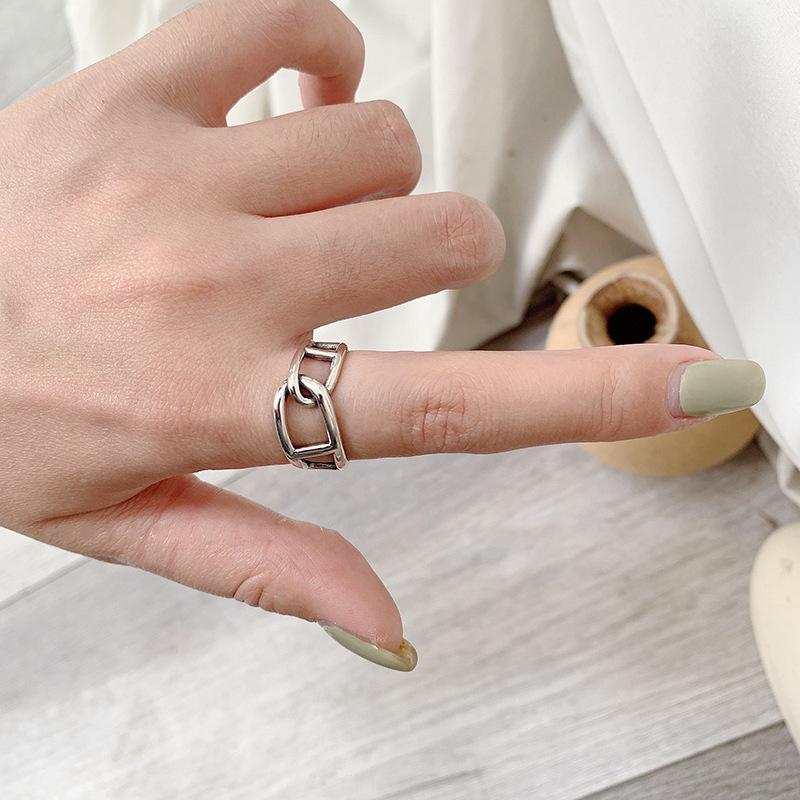 Wrap Cross Hollow Double-layer Ring Women's Retro INS Wind Open Index Finger Design Geometric Party & Daily Jewelry