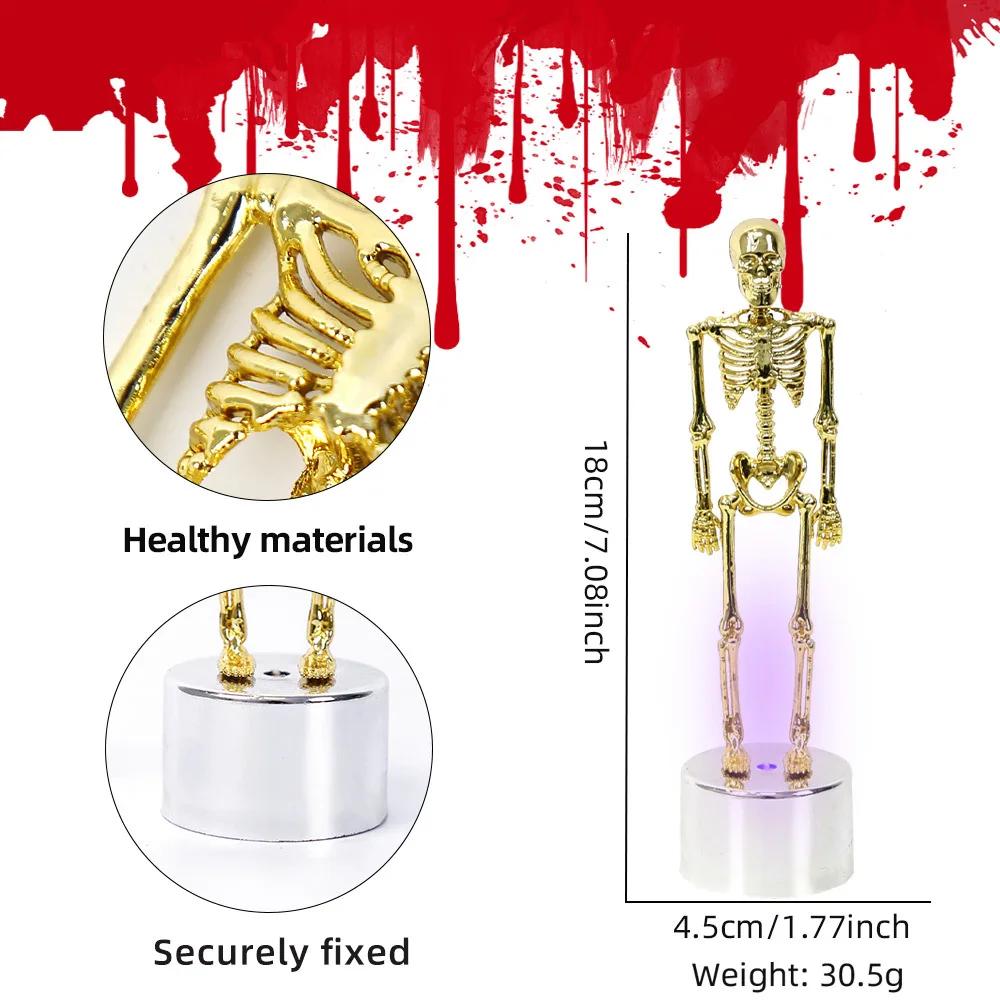 Skeleton Figurine Set - Full Body & Skull Collectibles with LED Light, Gothic Desktop Decor for Office, Living Room & Bedroom