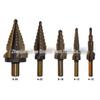 5-Piece Imperial Step Drill Set, TiN Coated, Triangle Shank, Straight Flute, with Aluminum Box